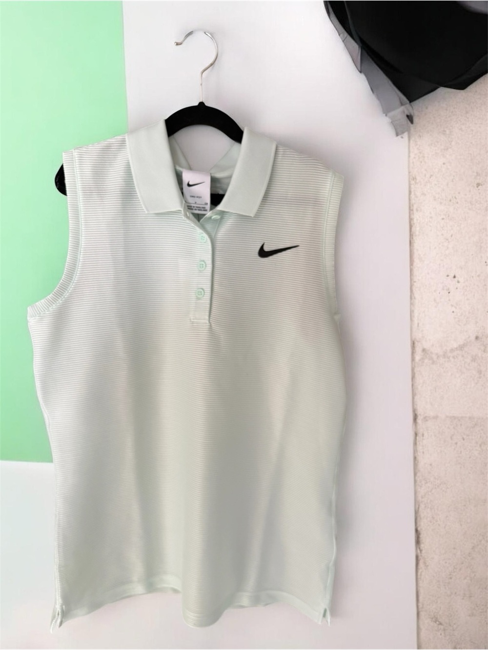 Nike Women’s Sleeveless Polo Tank in Mint Green with Black Swoosh